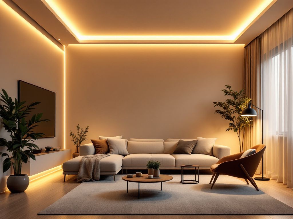 Lichtkonzept für das Wohnzimmer- Entwickle ein mehrstufiges Lichtkonzept für Flexibilität