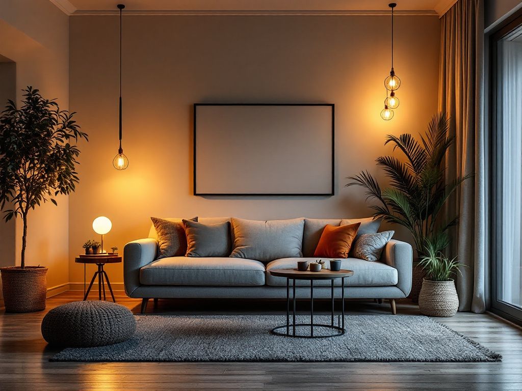Lichtkonzept für das Wohnzimmer- Integriere Leuchtobjekte als dekorative Highlights