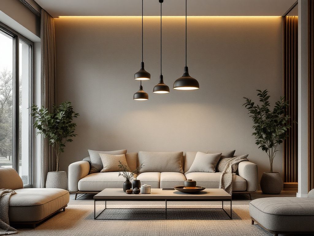 Lichtkonzept für das Wohnzimmer- Setze Pendelleuchten über dem Couchtisch stilvoll ein