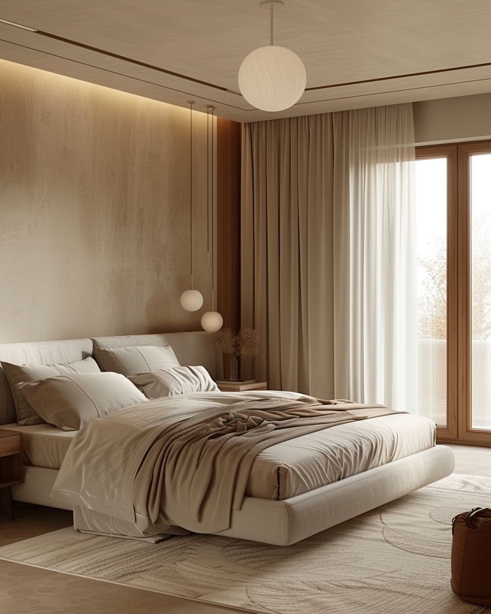 Modernes Schlafzimmer einrichten-Wähle dezente Farben für ruhige Atmosphäre