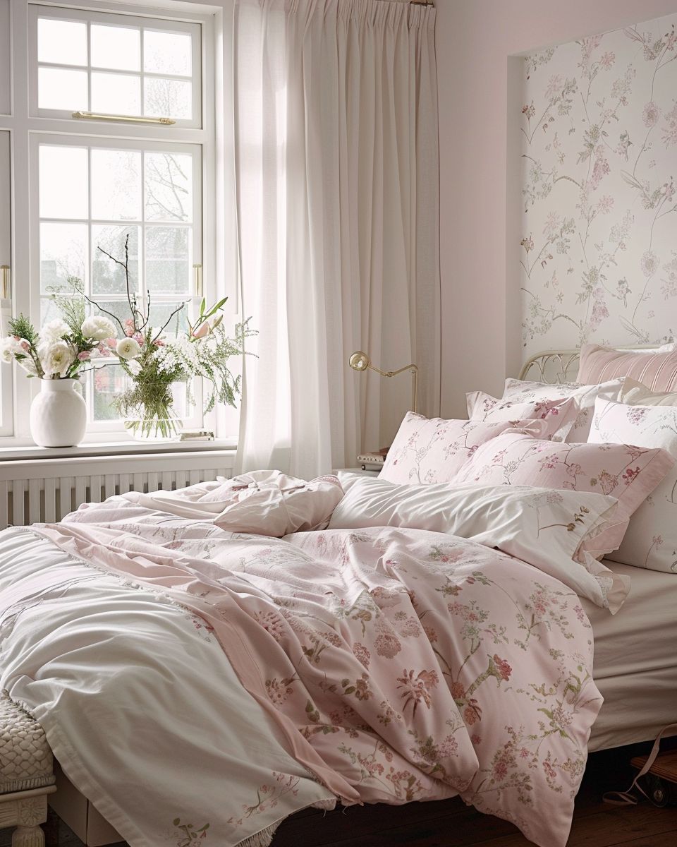 Schlafzimmer in Rosa- Integriere florale Muster für Romantik