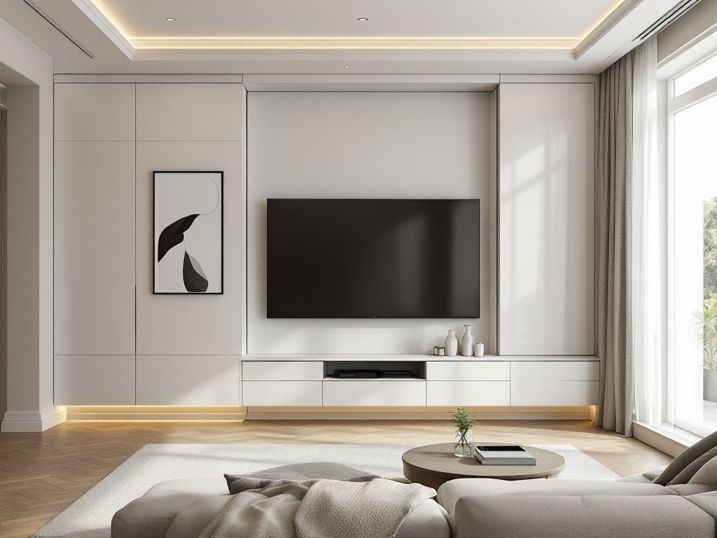 TV-Wand-Ideen für das Wohnzimmer- Baue eine versteckte TV-Lösung für Minimalismus