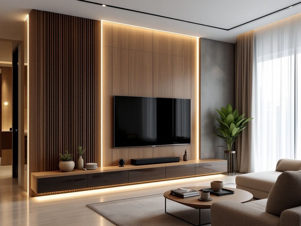 TV-Wand-Ideen für das Wohnzimmer- Nutze Wandpaneele für eine elegante Optik