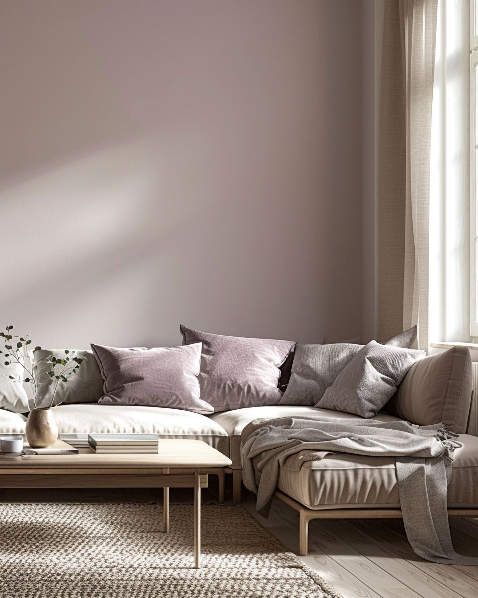 Wohnzimmer in Lila- Male eine Wand in sanftem Mauve