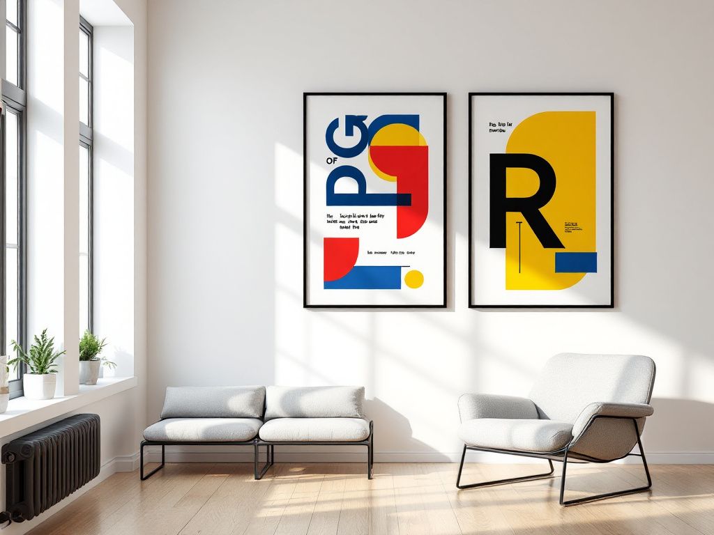 Einrichtung im Bauhausstil- Schmücke Wände mit grafischer Typografie