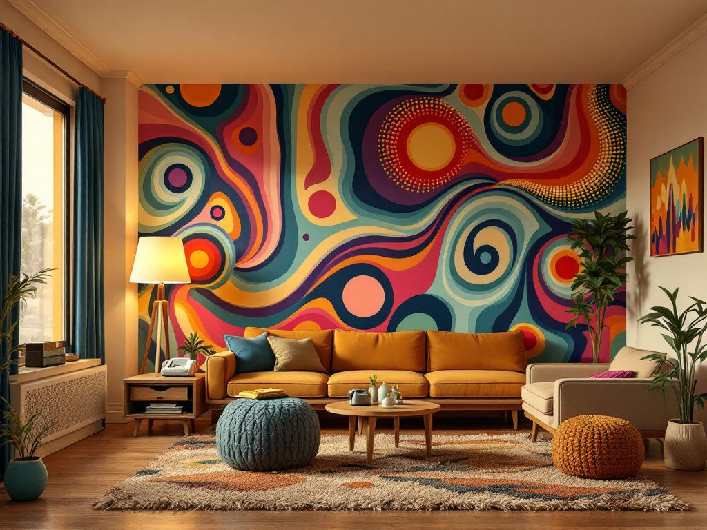 Ideen: Einrichten im 70er-Jahre-Stil- Ergänze Räume mit psychedelischer Tapete