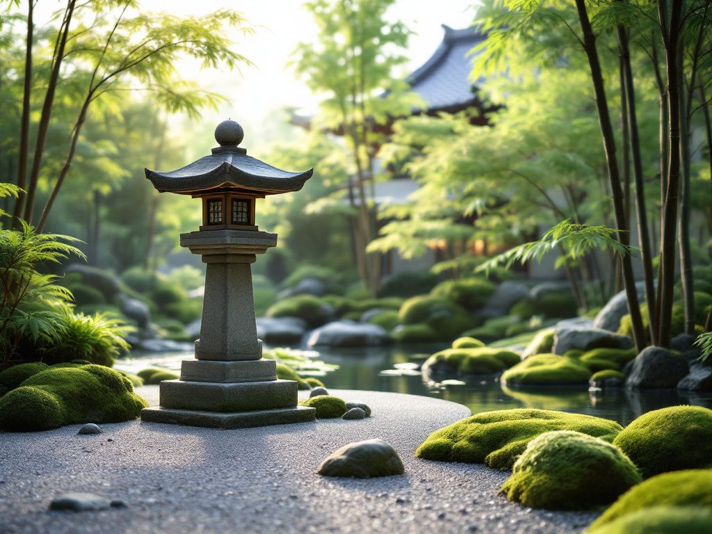 Japanischen Garten anlegen-
Platziere eine Steinlaterne als Blickfang