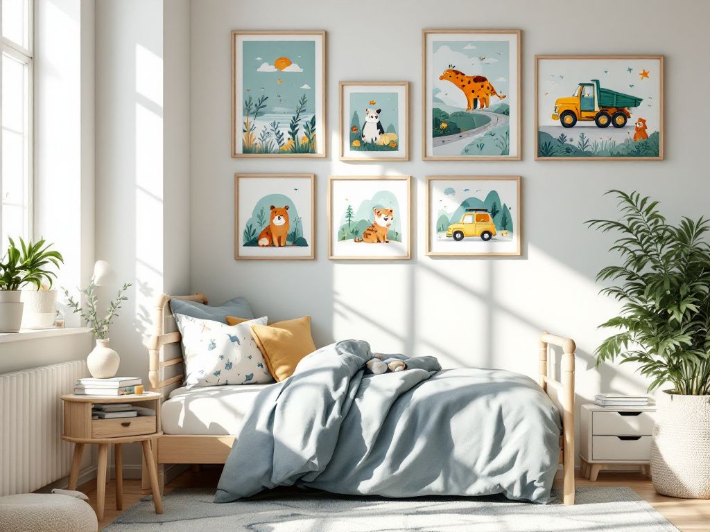 Kinderzimmer-Ideen für einen Jungen- Hänge kindgerechte Kunstwerke auf