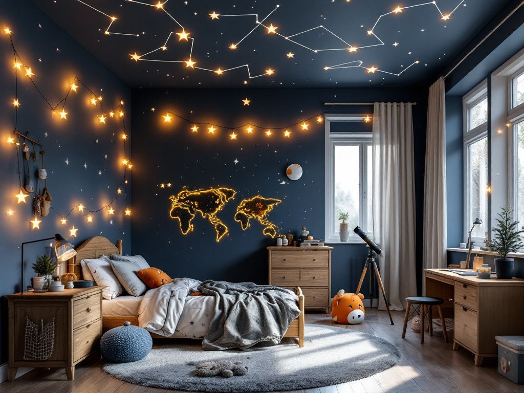 Kinderzimmer-Ideen für einen Jungen- Schmücke die Decke mit Sternen