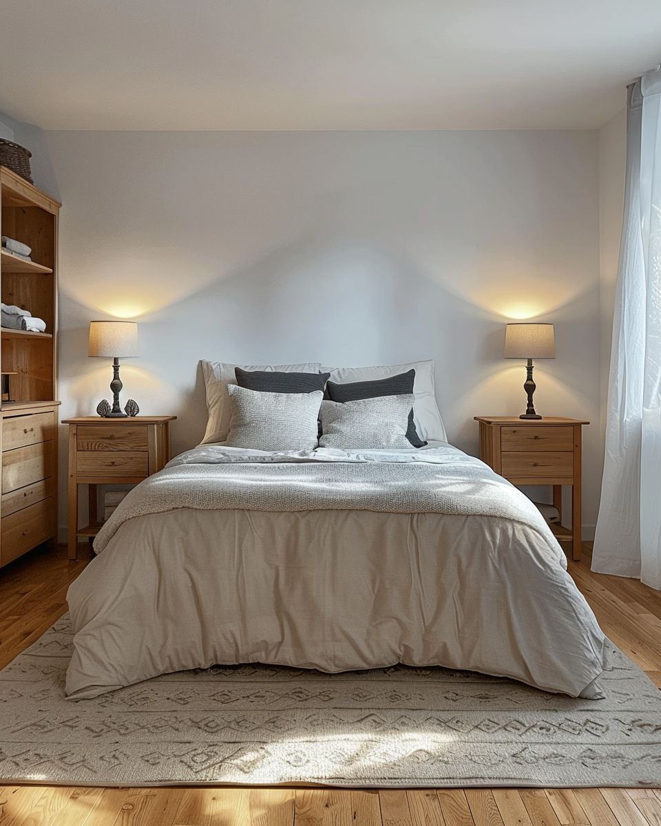 Kleines Zimmer einrichten-
Ordne Möbel symmetrisch für mehr Ruhe