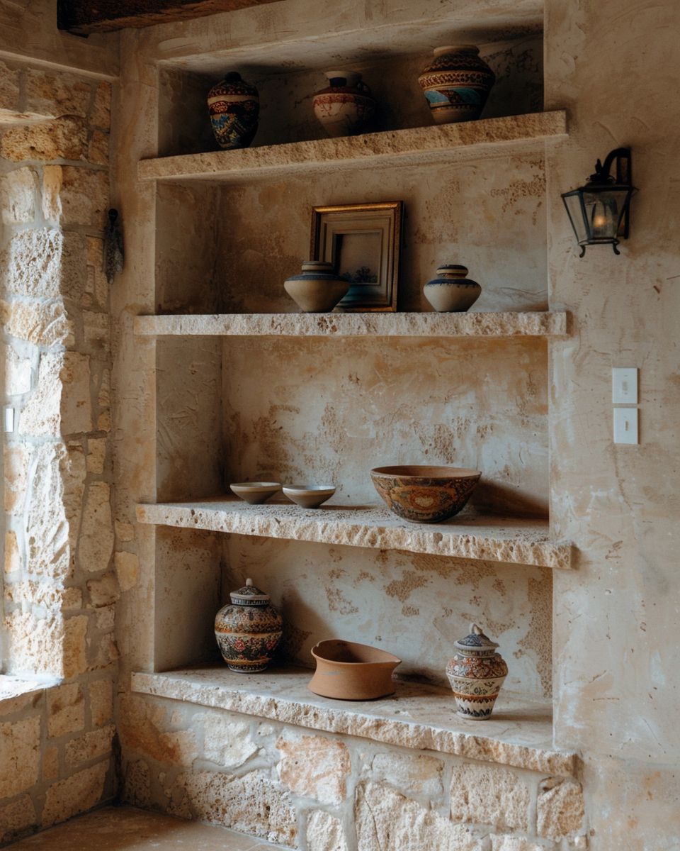 Mediterraner Einrichtungsstil- Baue Regale aus Naturstein ein