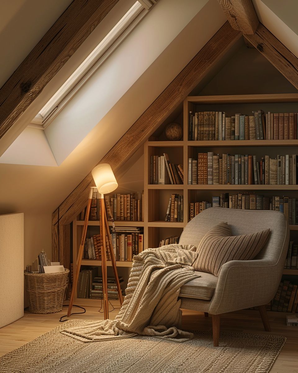 Schlafzimmer im Dachgeschoss- Verwandle den Giebel in eine Leseecke.