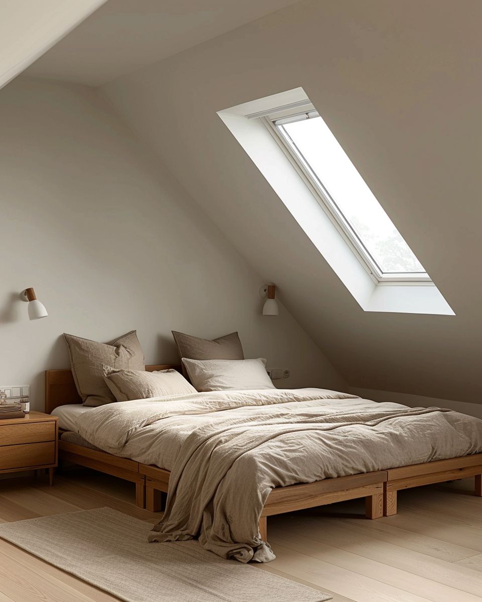 Schlafzimmer im Dachgeschoss- Wähle niedrige Möbel für Gemütlichkeit