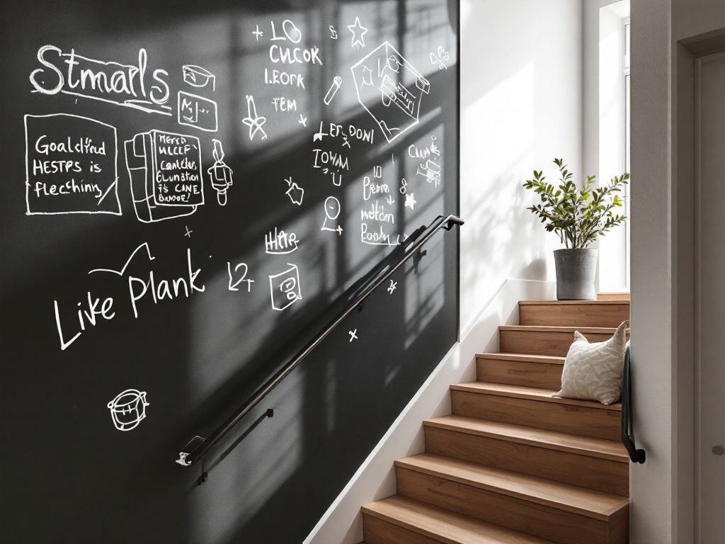 Treppenhaus gestalten- Verwandle die Wand zur Kreidetafel