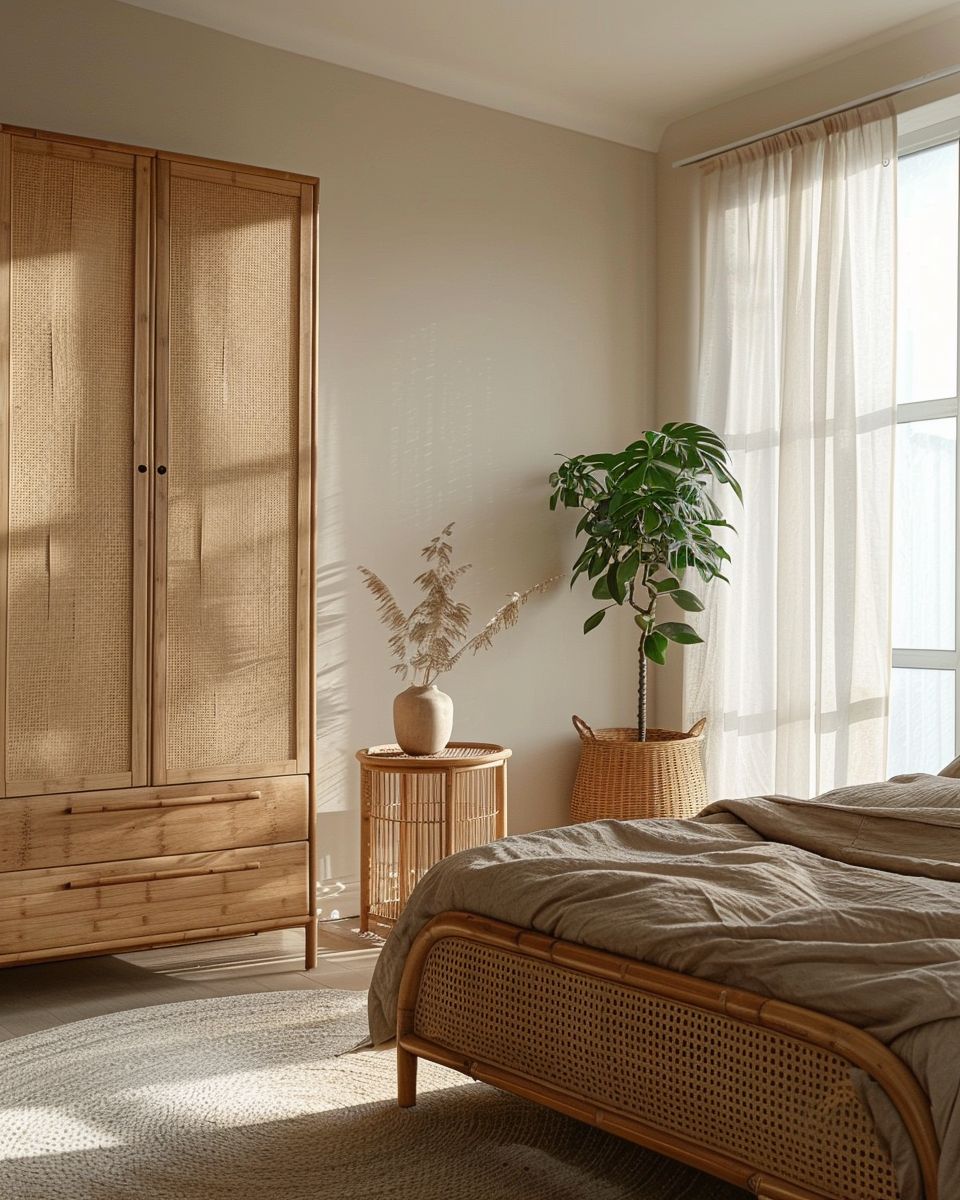Feng-Shui im Schlafzimmer-
Nutze natürliche Materialien für Möbelstücke