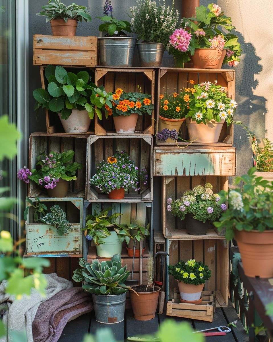 Ideen: Blumentopf-Upcycling- Nutze Weinkisten als Pflanzenregale
