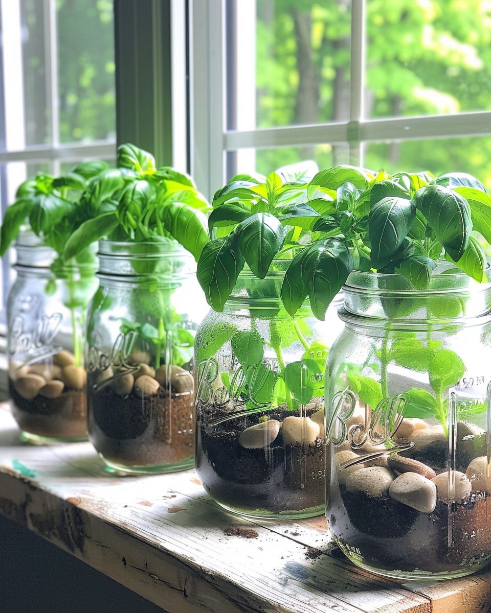 Ideen: Blumentopf-Upcycling- Verwende Einmachgläser für Mini-Kräutergärten