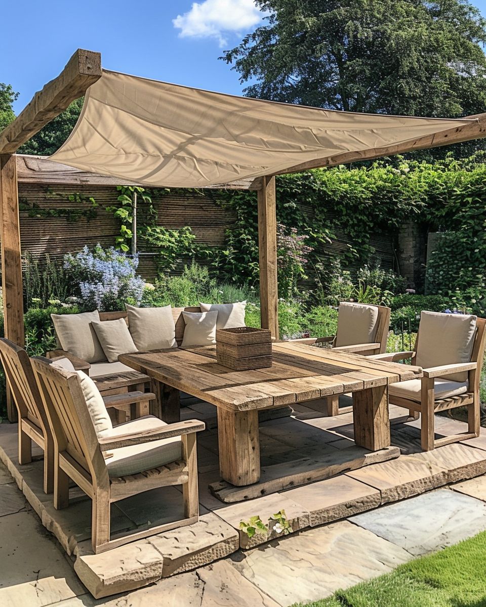 Ideen: Garten-Deko- Arrangiere Gartenmöbel aus recyceltem Holz