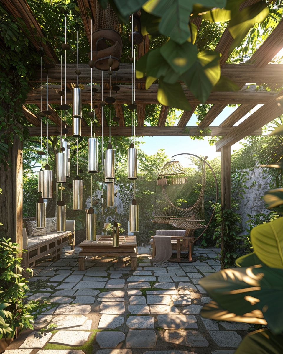 Ideen: Garten-Deko- Integriere Windspiele für sanfte Klänge