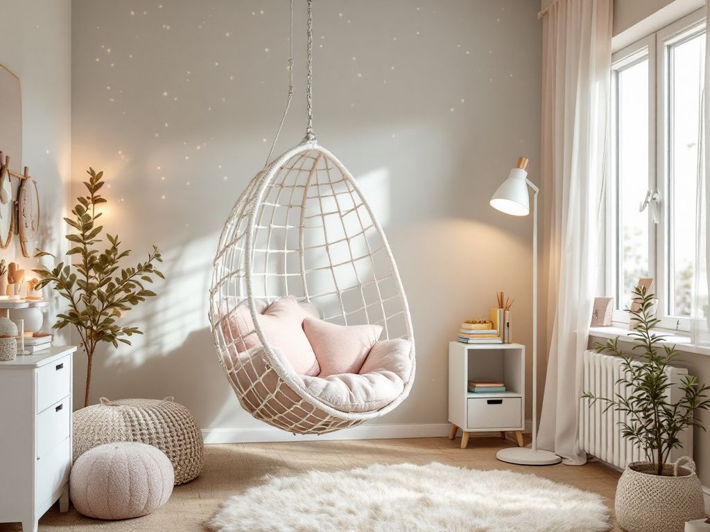 Ideen: Jugendzimmer für Mädchen einrichten-
Kreiere eine individuelle Leseecke mit Hängesessel
