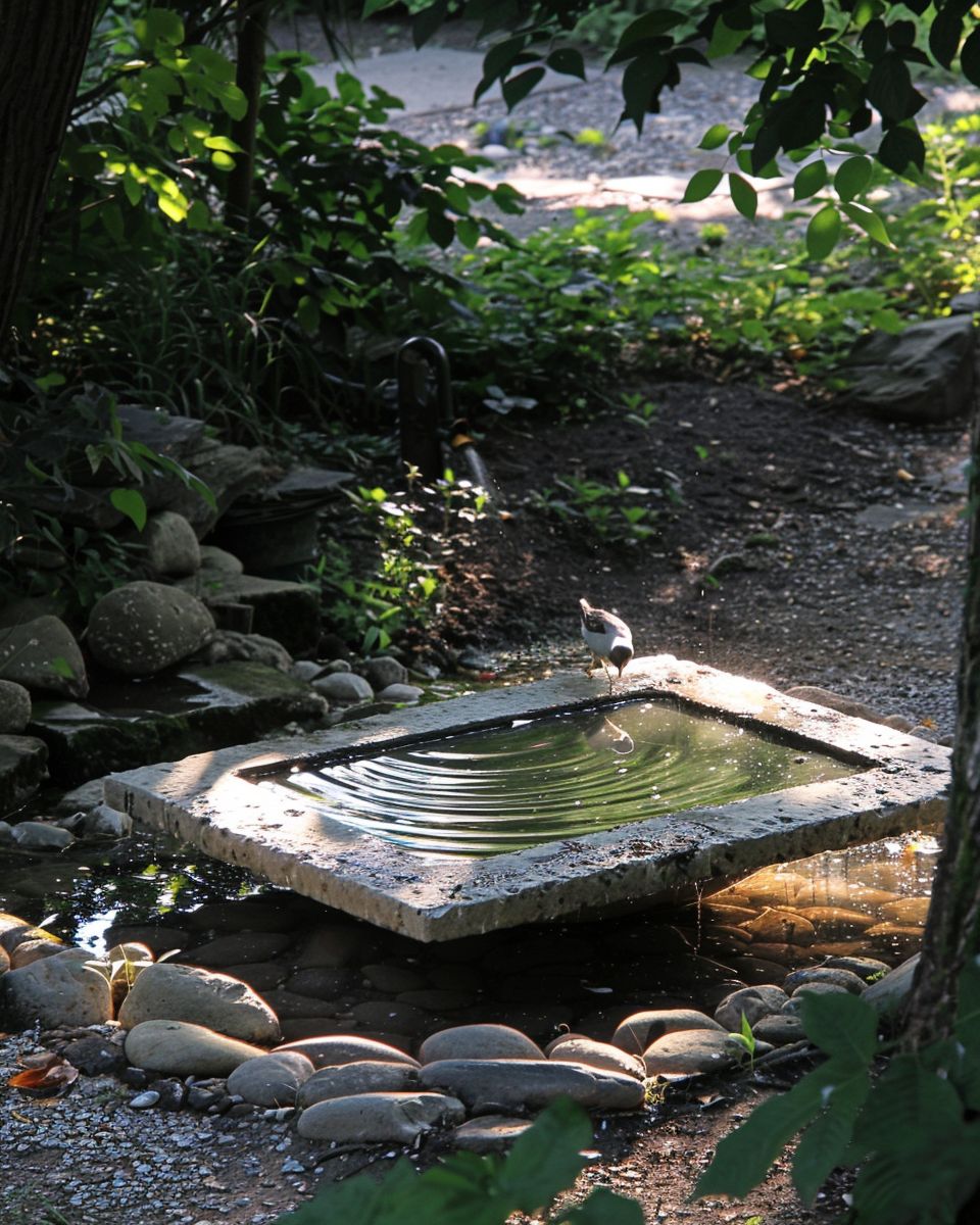 Ideen für Gartengestaltung- Installiere einen kleinen Wasserspiegel