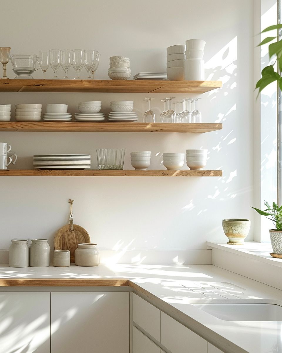 Inspiration: Küchen in Weiß- Gestalte offene Regale für leichte Eleganz
