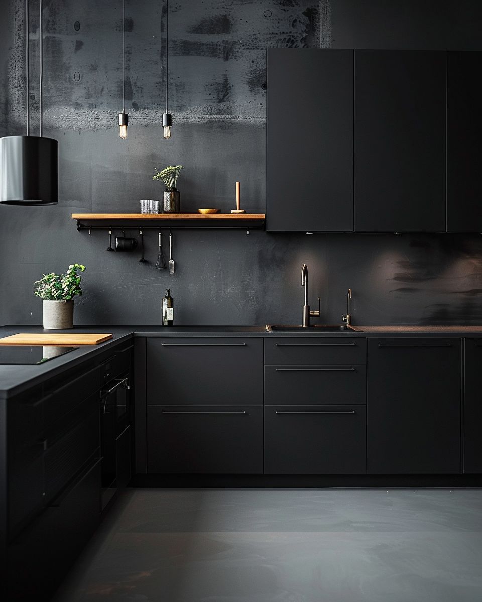 Inspiration für Küche in Schwarz- Gestalte Wände in Anthrazit oder Schiefer