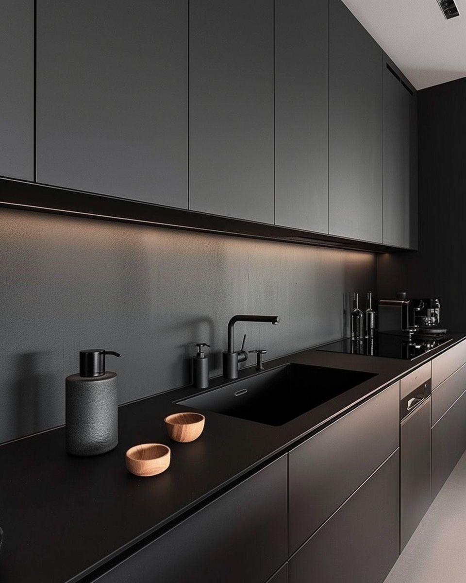 Inspiration für Küche in Schwarz- Wähle minimalistische Accessoires bewusst aus