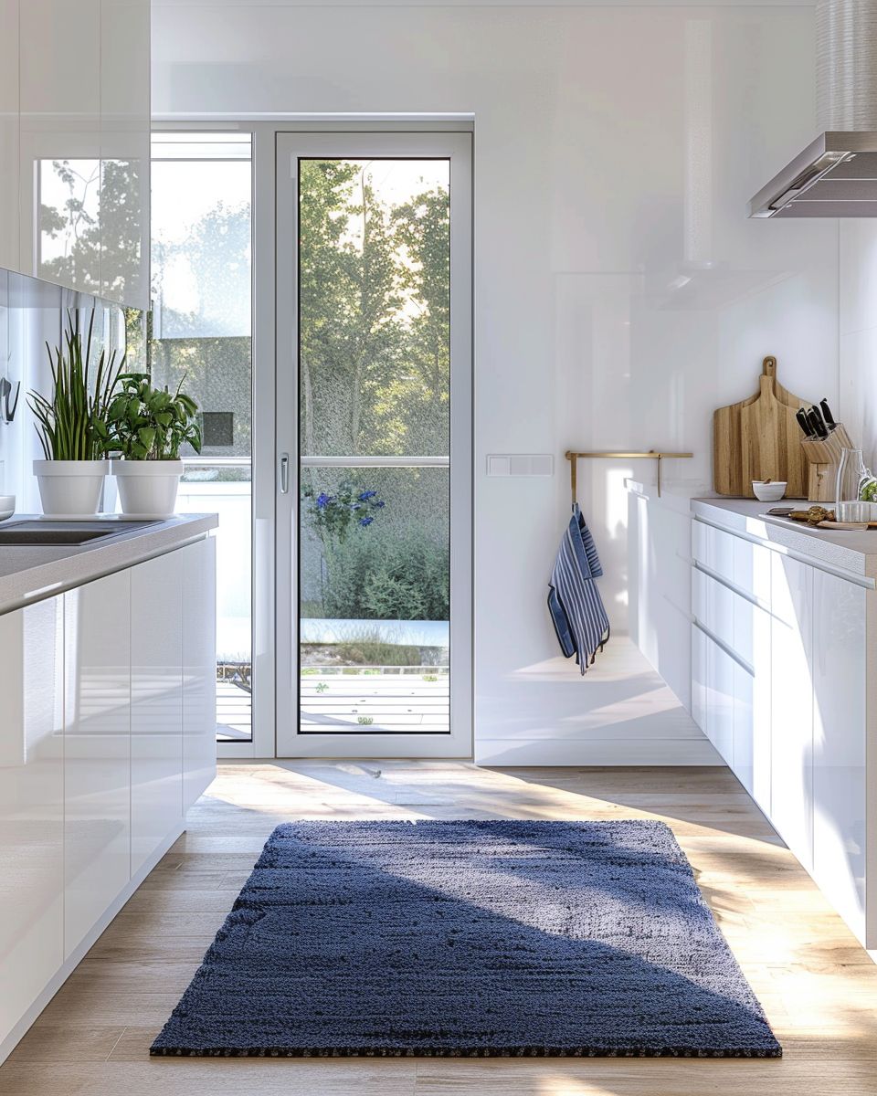 Inspiration für Küchen in Blau- Belebe die Küche mit indigoblauen Teppichen