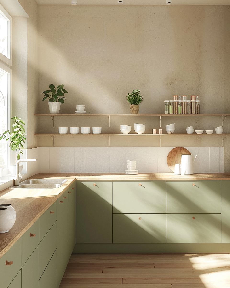Inspiration für Küchen in Salbeigrün-Wähle salbeigrüne Fronten für Ruhe