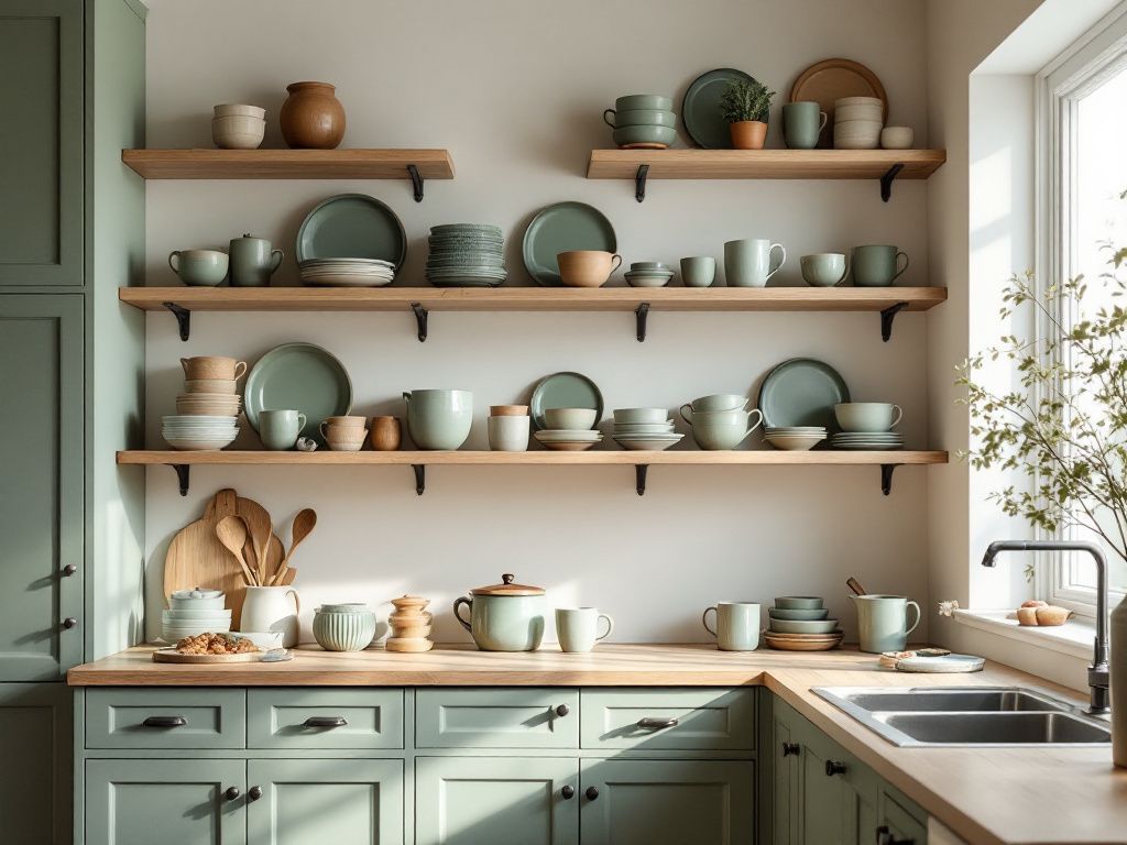 Inspiration für Küchen in Salbeigrün-
Setze auf Keramikgeschirr in Grüntönen