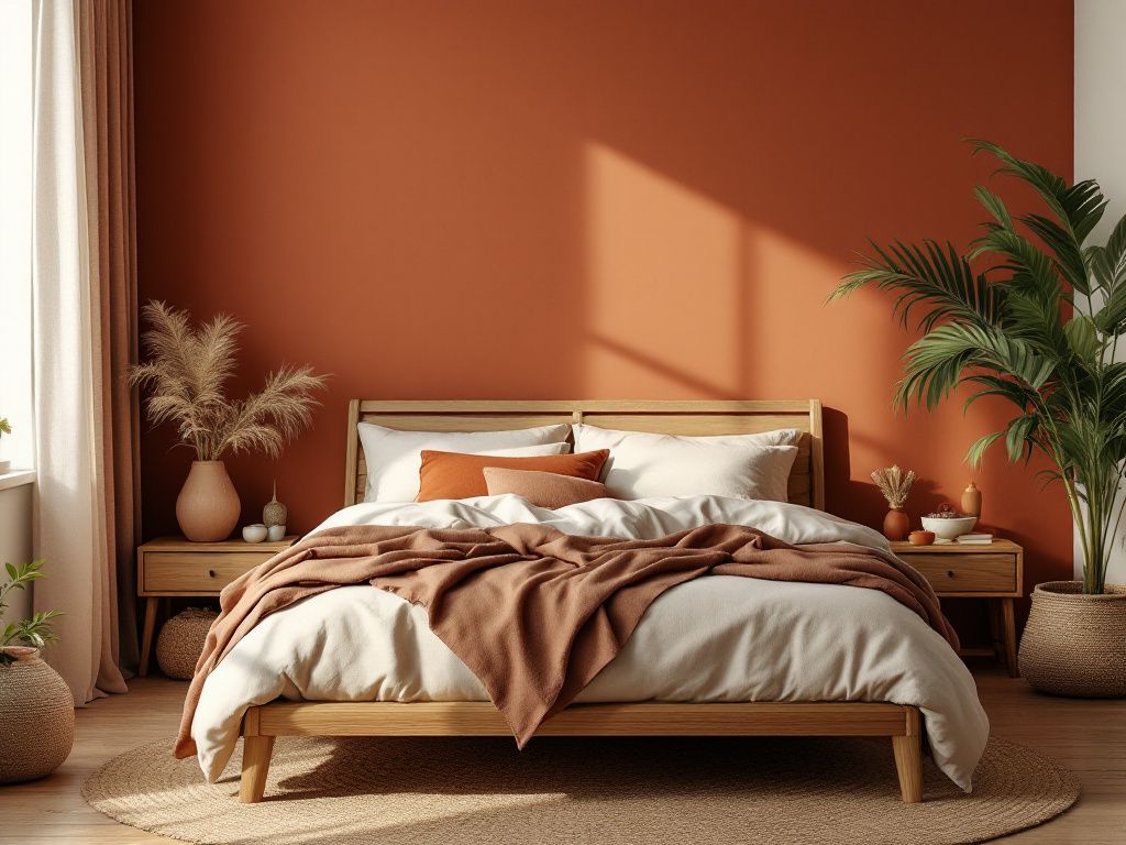 Inspiration für warme Wandfarben-
Lass sich Rostbraun im Schlafzimmer entfalten