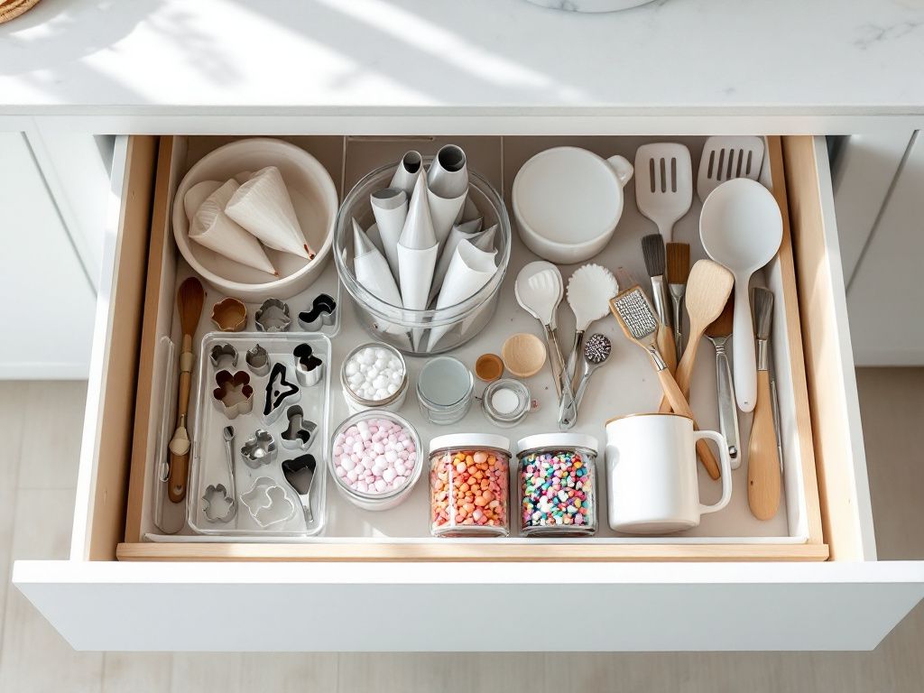 Küche organisieren-
Organisiere Backutensilien in einer Backbox