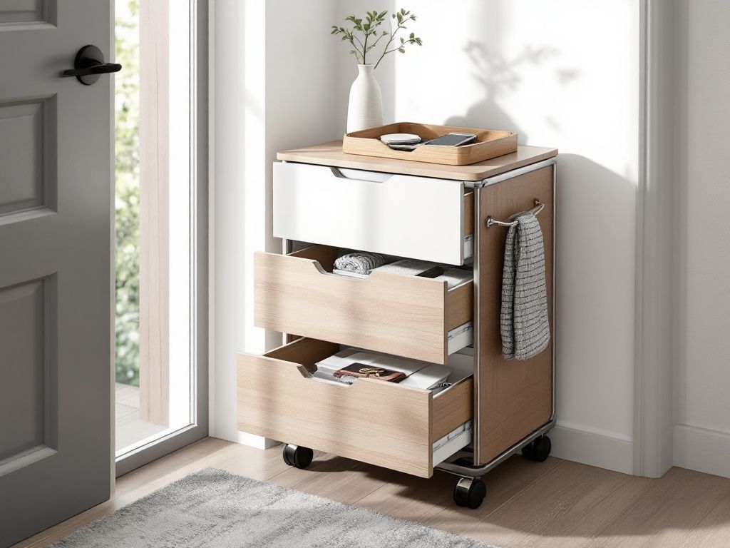 Stauraumideen Flur- Arrangiere ein Rollcontainer für flexible Nutzung