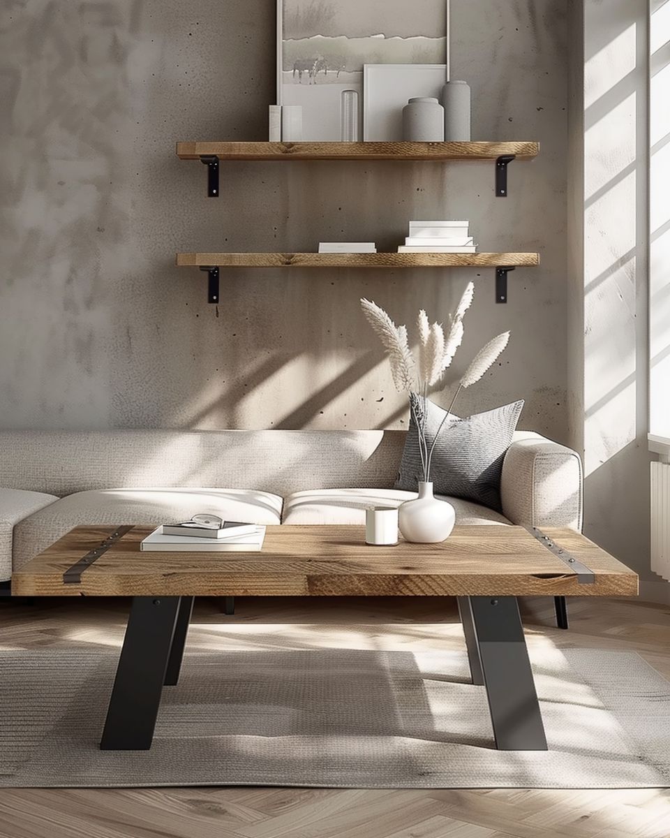 Dekoideen aus Holz- Kombiniere Holz mit Metall für modernen Look
