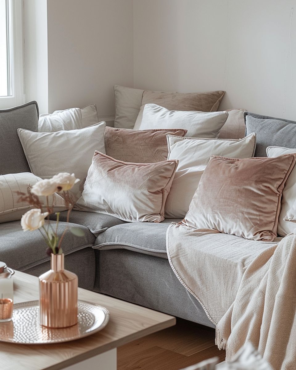 Dekoideen in Roségold- Ergänze dein Sofa mit roségoldenen Kissenhüllen