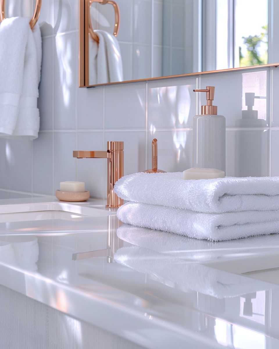 Dekoideen in Roségold- Gestalte dein Bad mit roségoldenen Accessoires
