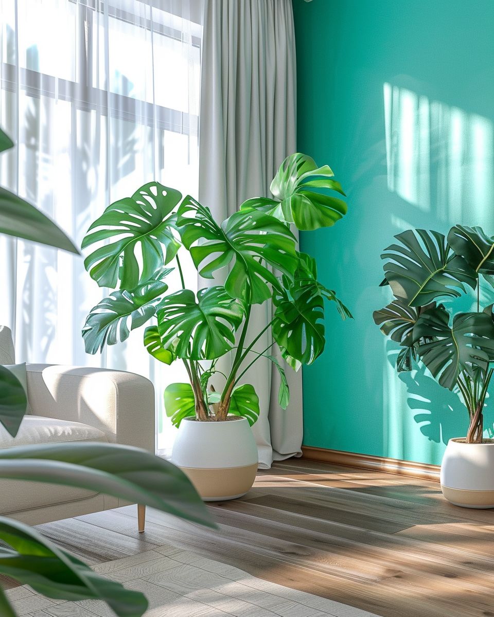 Einrichtung: Welche Farbe passt zu Türkis?- Dekoriere mit Pflanzen für Frischegefühl