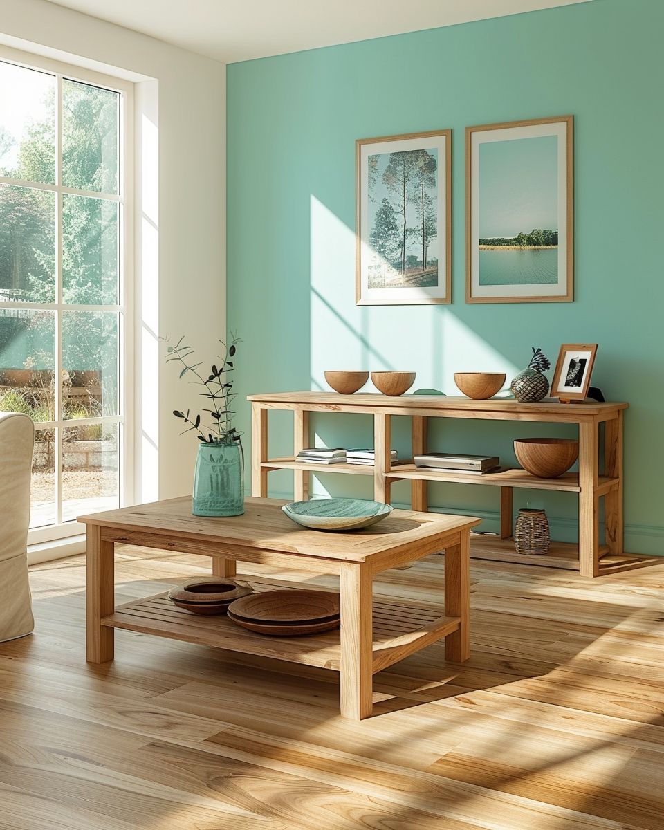 Einrichtung: Welche Farbe passt zu Türkis?- Integriere Holz für natürliche Wärme
