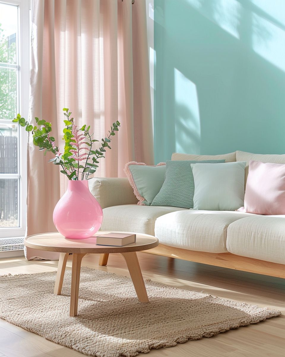 Einrichtung: Welche Farbe passt zu Türkis?- Integriere Pastellrosa für feminine Frische