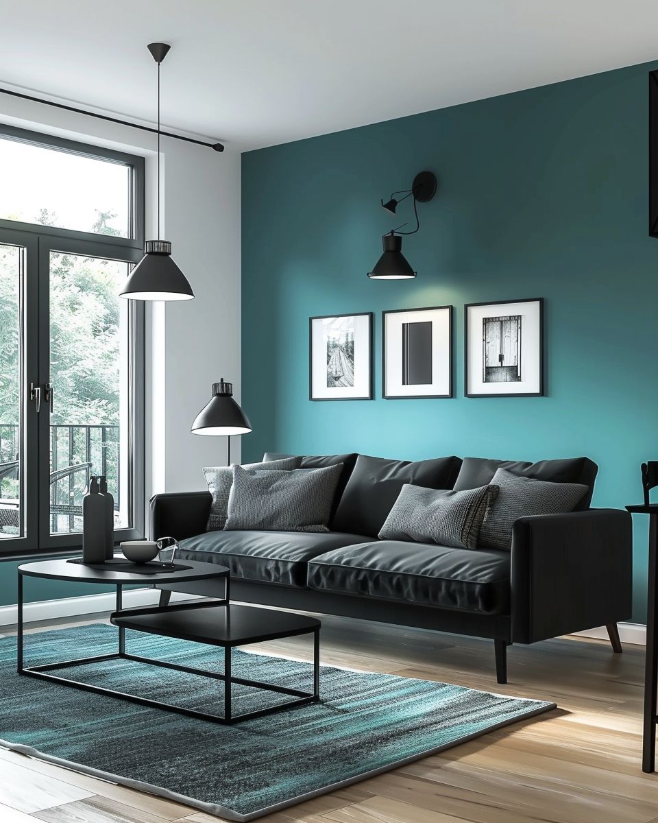 Einrichtung: Welche Farbe passt zu Türkis?- Spiele mit Schwarz für moderne Tiefe