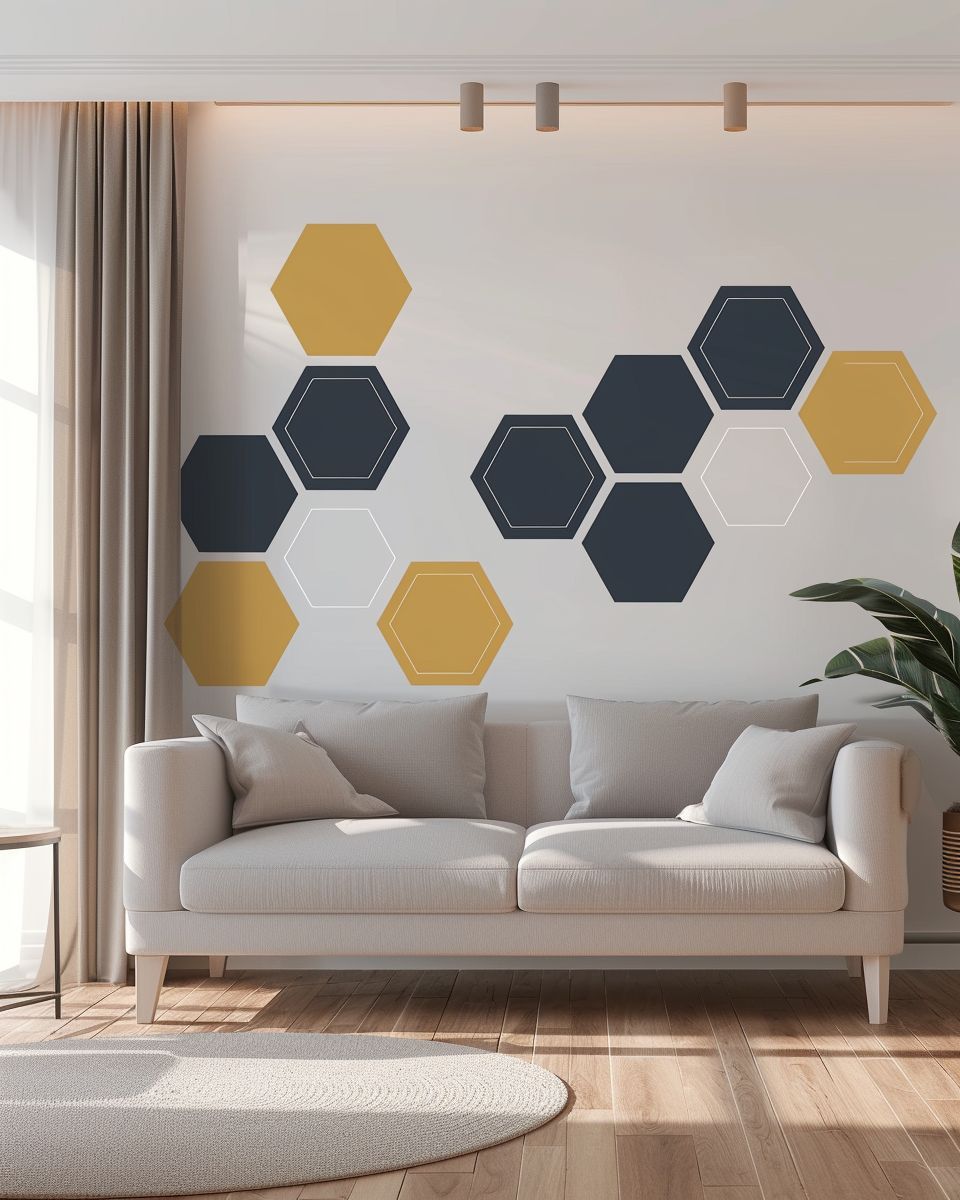 Einrichtung mit geometrischen Mustern-
Ergänze deine Wände mit Hexagon-Wandtattoos