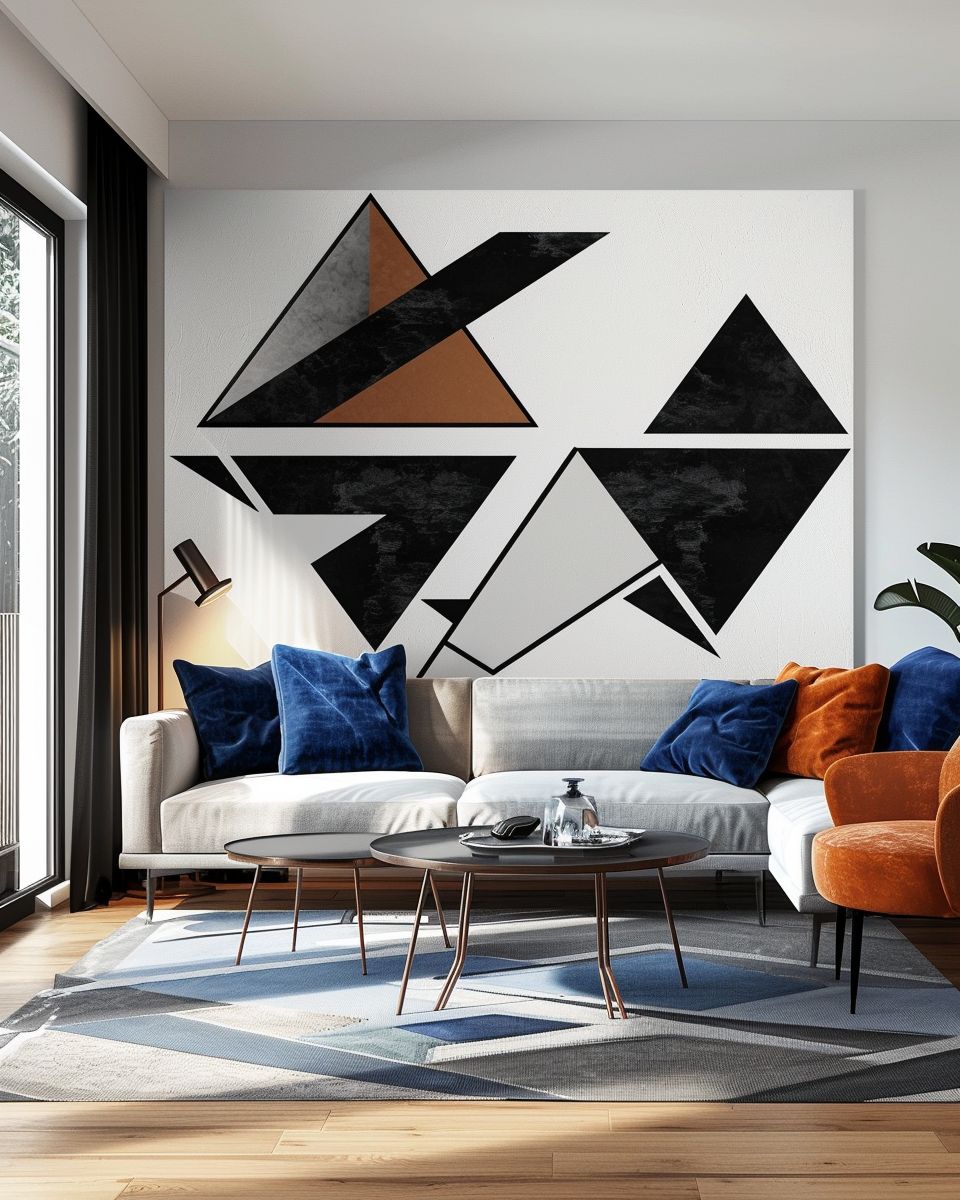 Einrichtung mit geometrischen Mustern-
Spiele mit Kontrasten bei geometrischen Prints