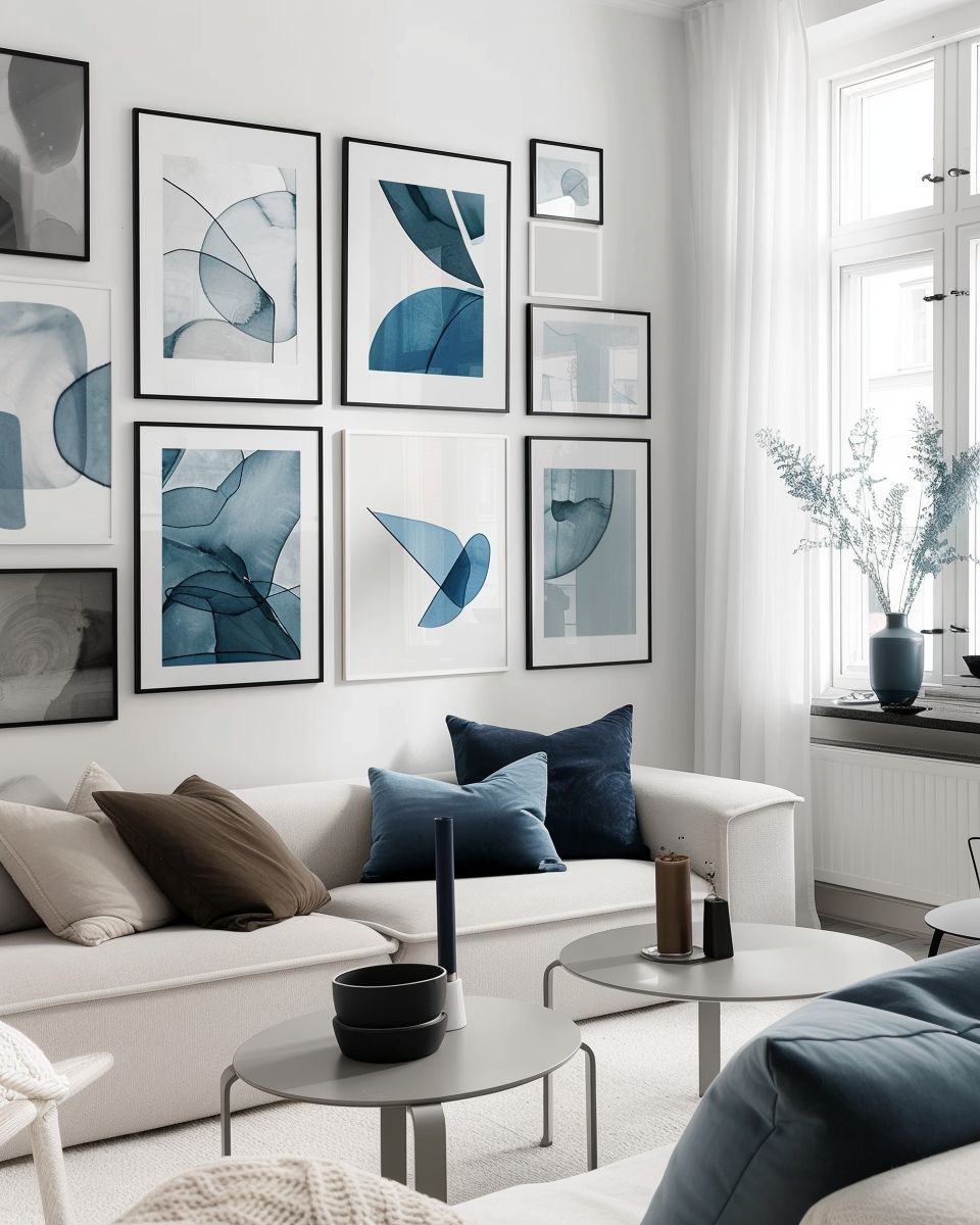 Einrichtungsideen mit der Farbe Petrol- Arrangiere Kunstwerke mit petrolfarbenen Details