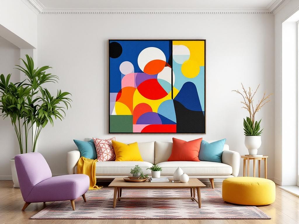 Einrichtungsstil: Memphis-Design- Experimentiere mit Memphis-Kunst als Blickfang