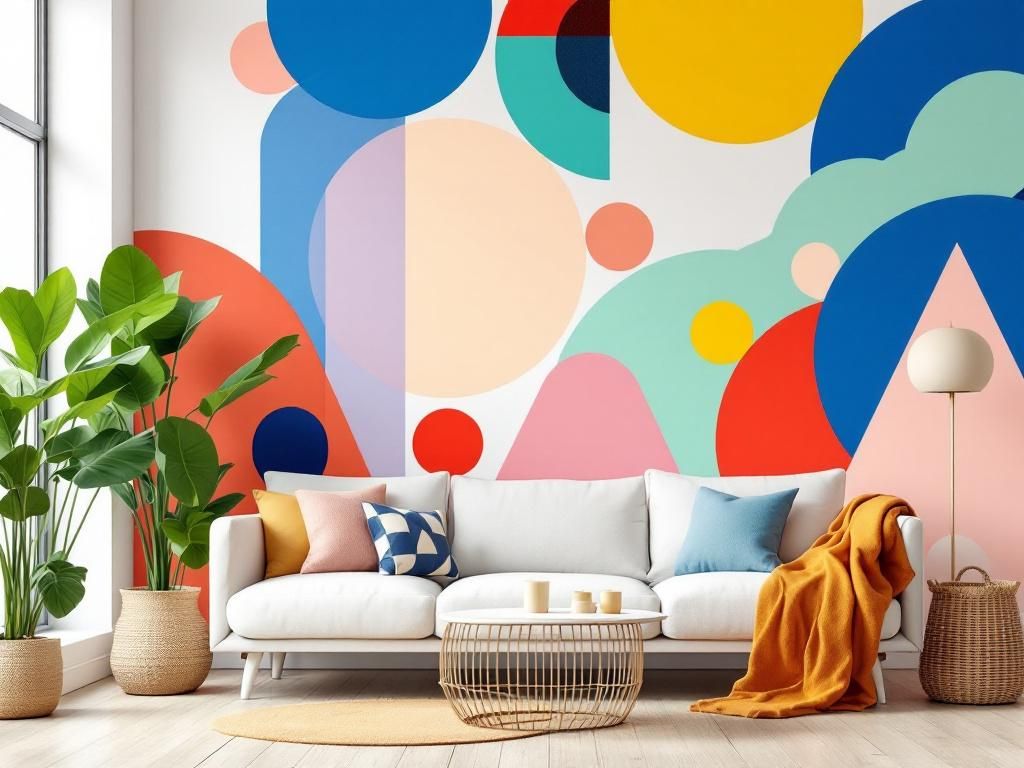 Einrichtungsstil: Memphis-Design- Gestalte Wände mit bunten Grafik-Elementen