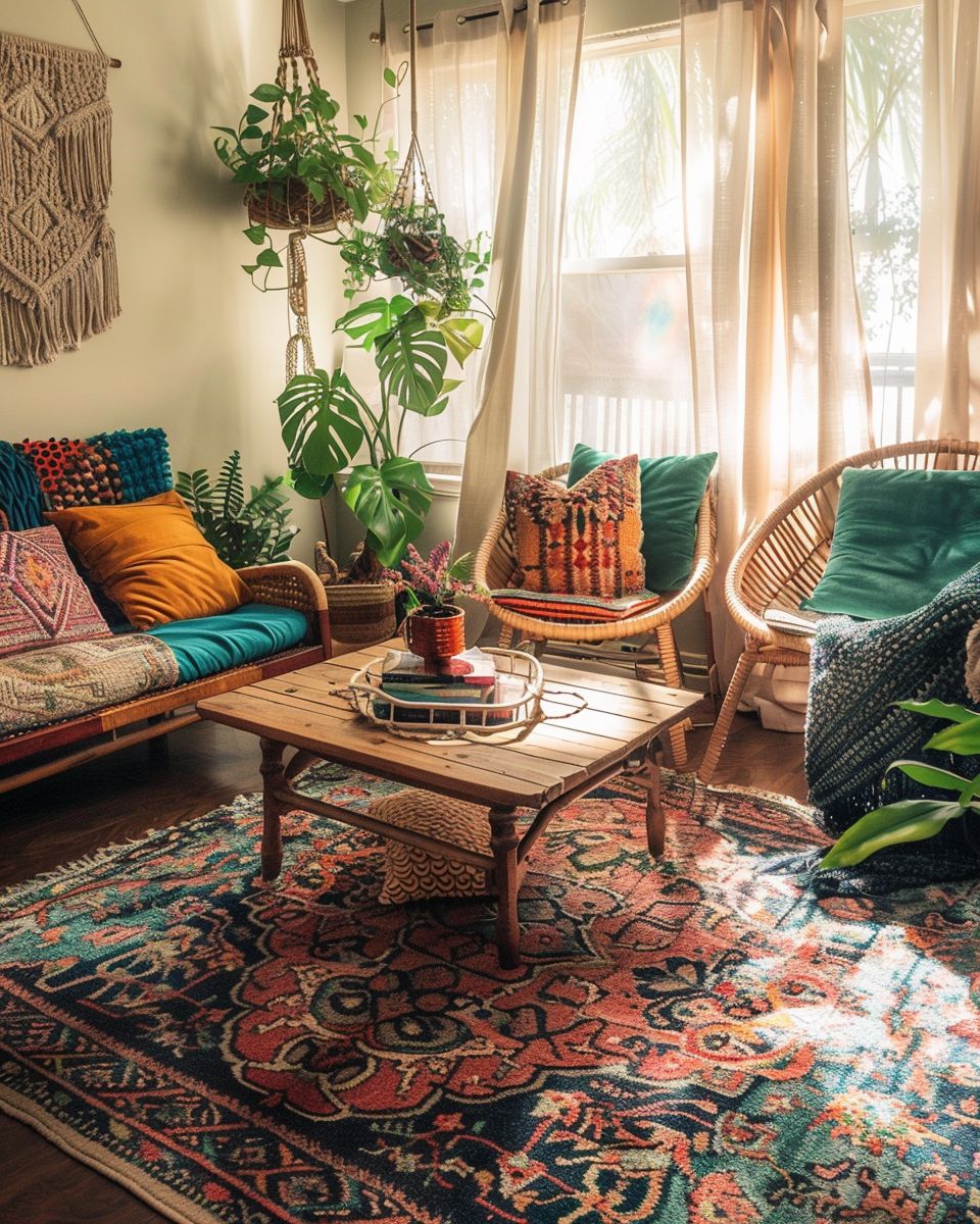 Ideen: Einrichten mit Boho-Teppich-Kombiniere Muster mutig mit Farbenvielfalt