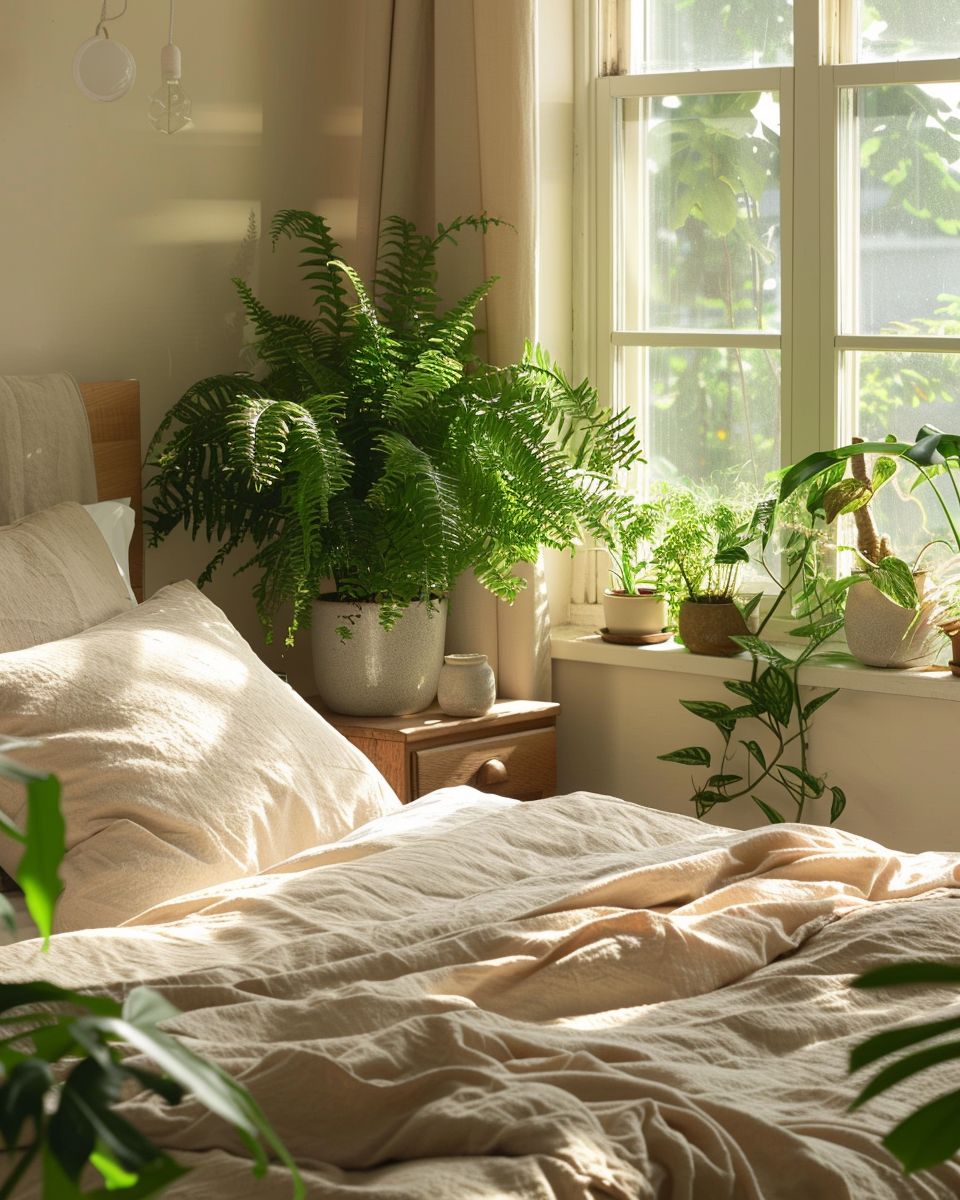 Ideen: Schlafzimmer-Deko-
Platziere Pflanzen für frische Atmosphäre