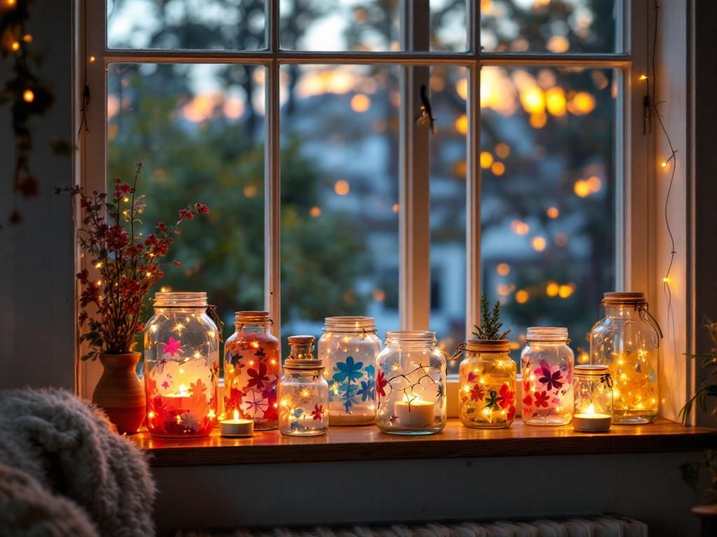 Ideen für Fenster-Deko-Verwandle alte Gläser in Fensterlichter