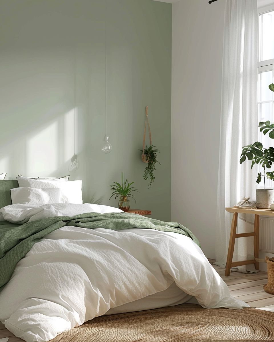 Inspiration: moderne Wandfarben- Wähle sanftes Salbeigrün fürs Schlafzimmer